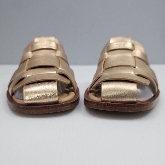 Sam Edelman Dina Fisherman Mule Womens 7.5 Metallic Gold Leather Slide Sandal - Picture 6 of 13